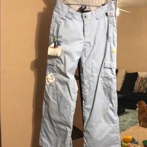 Boys DC baby blue snowboarding pants.